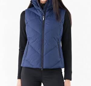 NEW EQUILINE cilet padded vest in navy peony